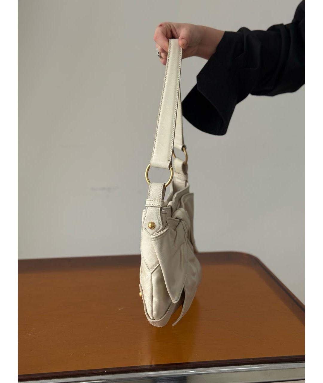 SAINT LAURENT Бежевая кожаная сумка через плечо, фото 2