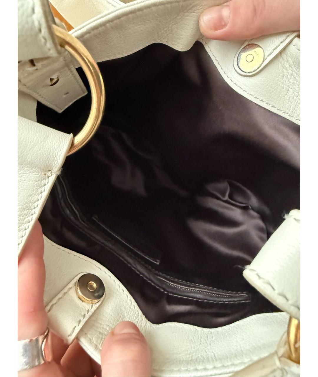 SAINT LAURENT Бежевая кожаная сумка через плечо, фото 7