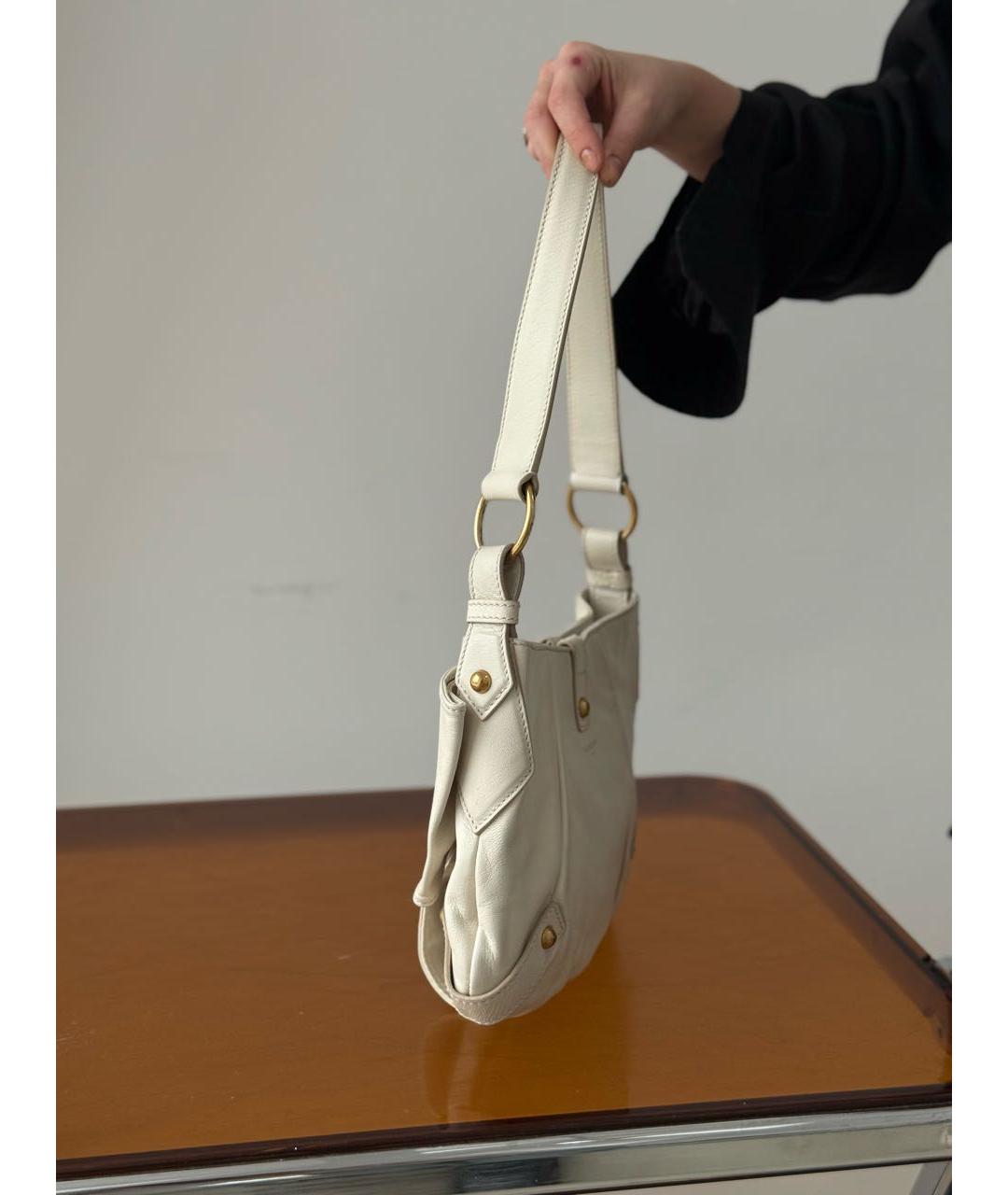 SAINT LAURENT Бежевая кожаная сумка через плечо, фото 4