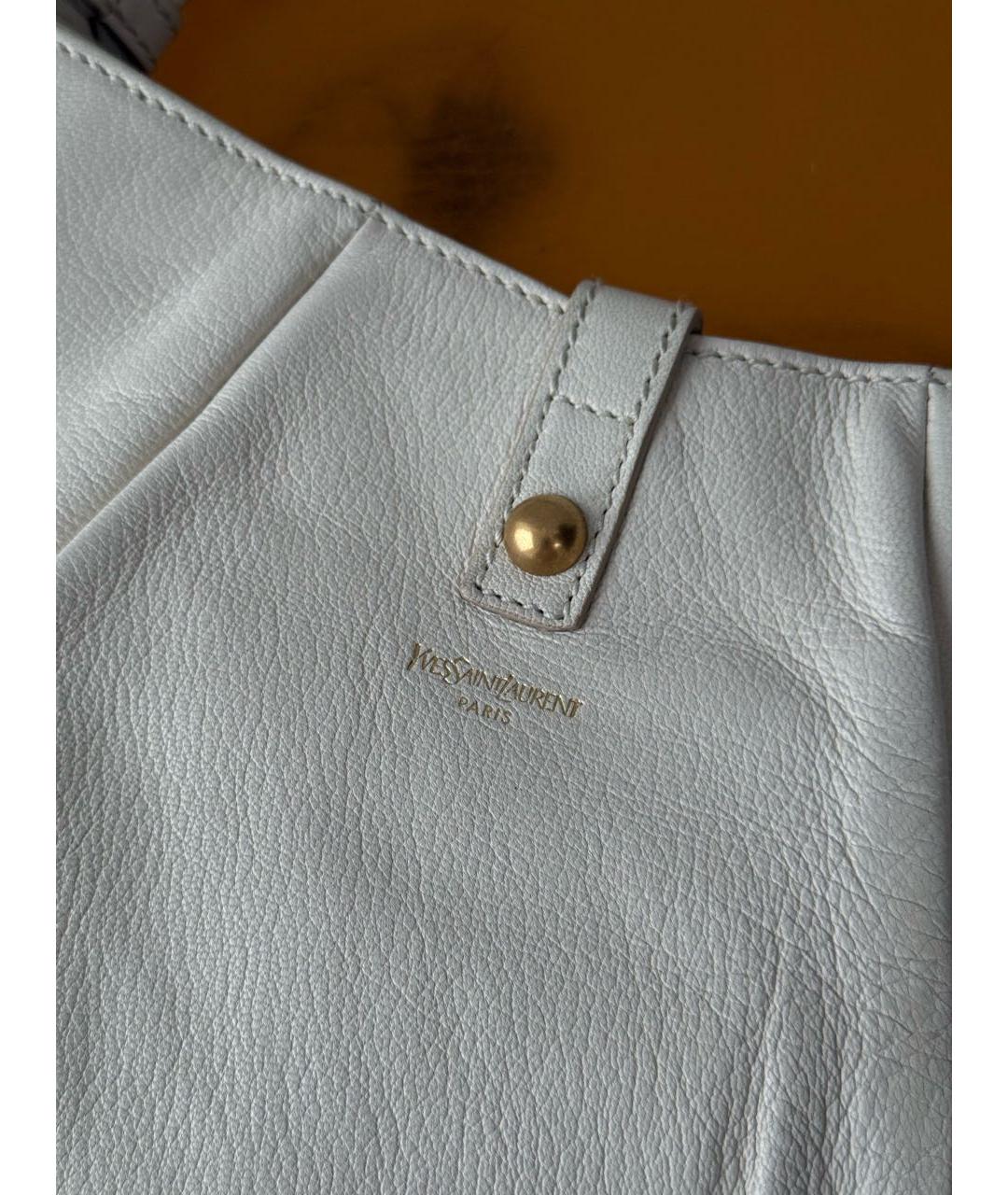 SAINT LAURENT Бежевая кожаная сумка через плечо, фото 6