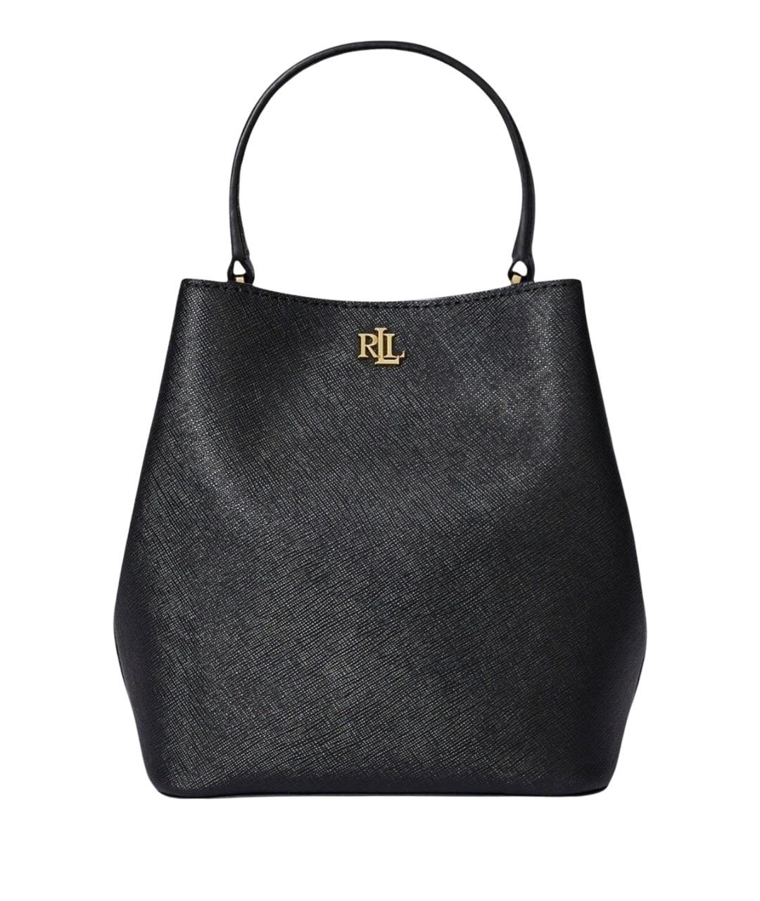 RALPH LAUREN Черная кожаная сумка с короткими ручками, фото 1