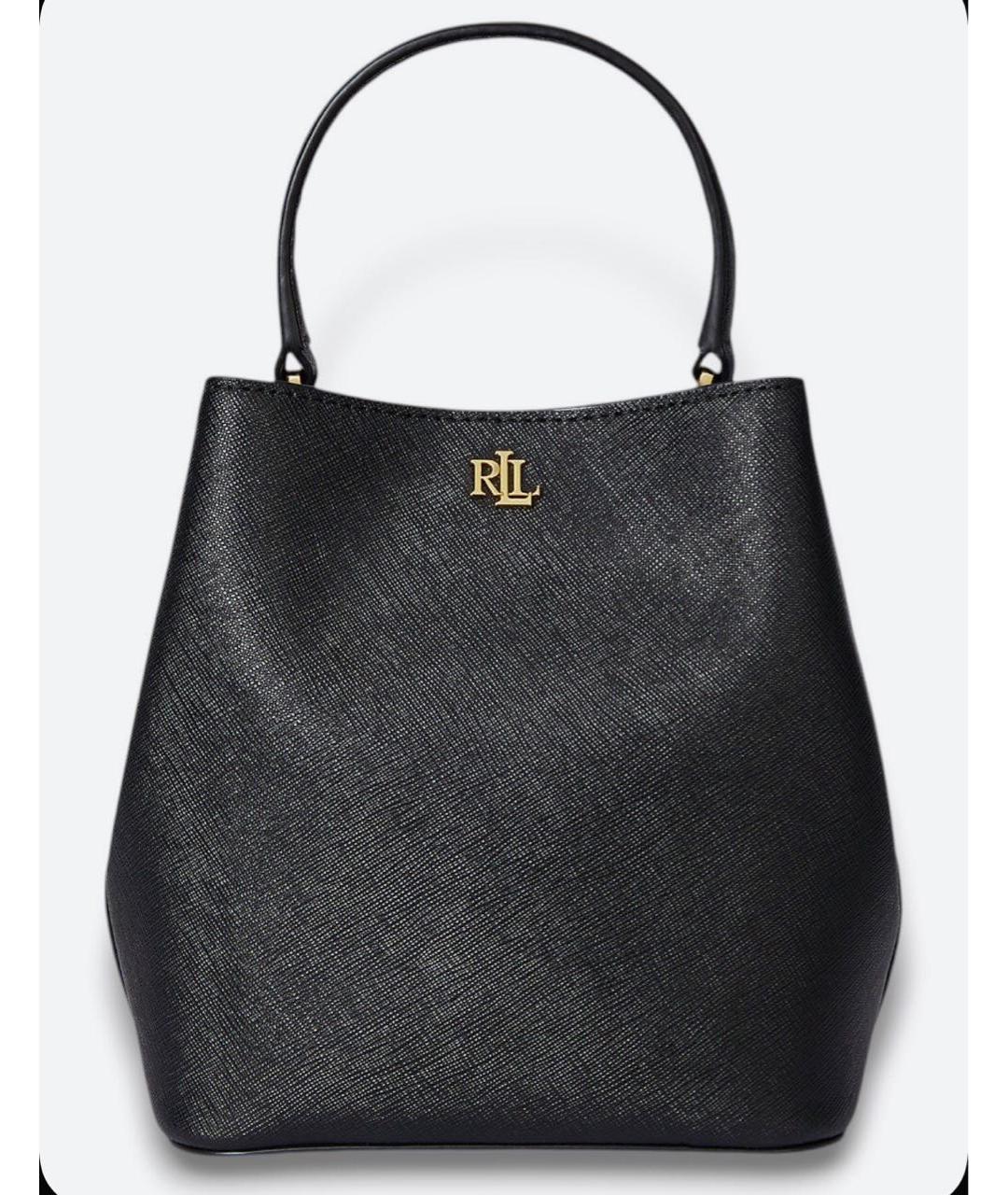 RALPH LAUREN Черная кожаная сумка с короткими ручками, фото 4