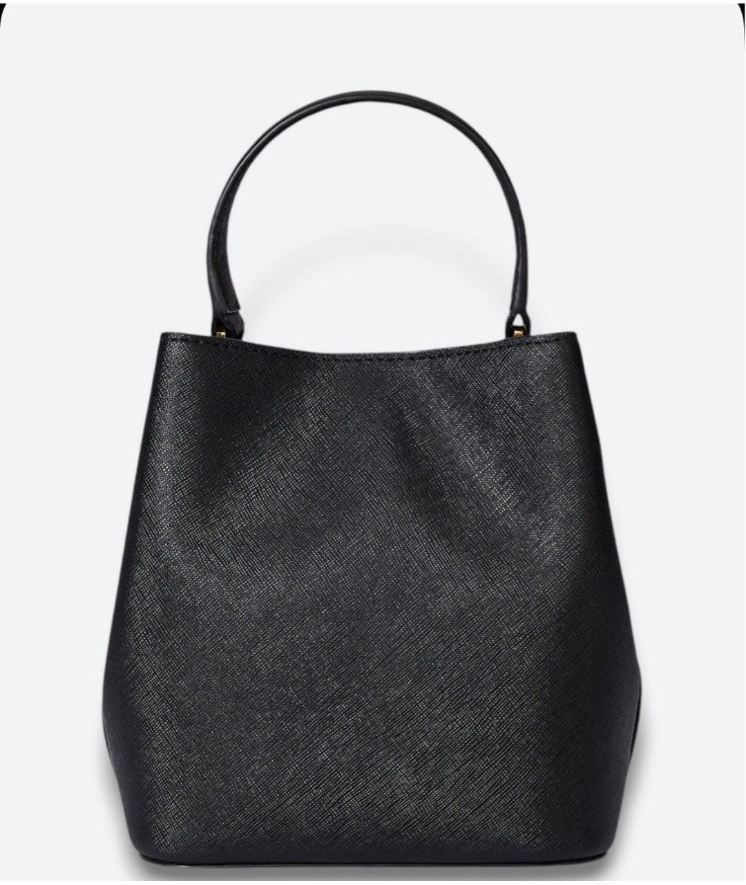 RALPH LAUREN Черная кожаная сумка с короткими ручками, фото 2