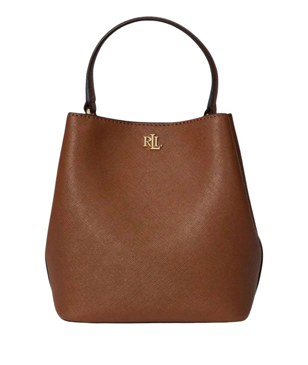 RALPH LAUREN Коричневая кожаная сумка с короткими ручками, фото 1