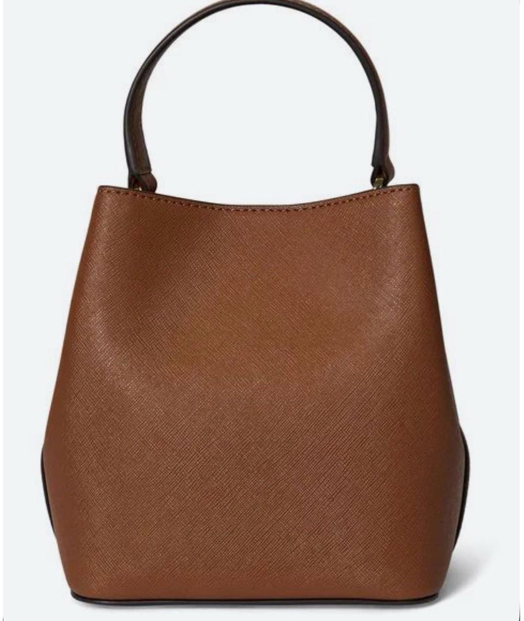 RALPH LAUREN Коричневая кожаная сумка с короткими ручками, фото 2