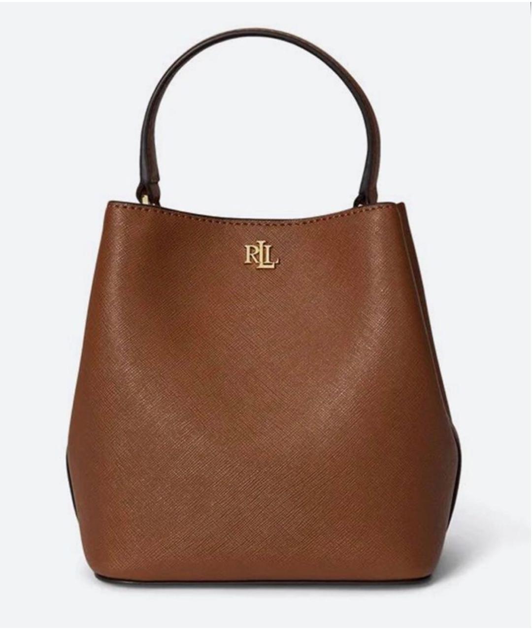 RALPH LAUREN Коричневая кожаная сумка с короткими ручками, фото 4