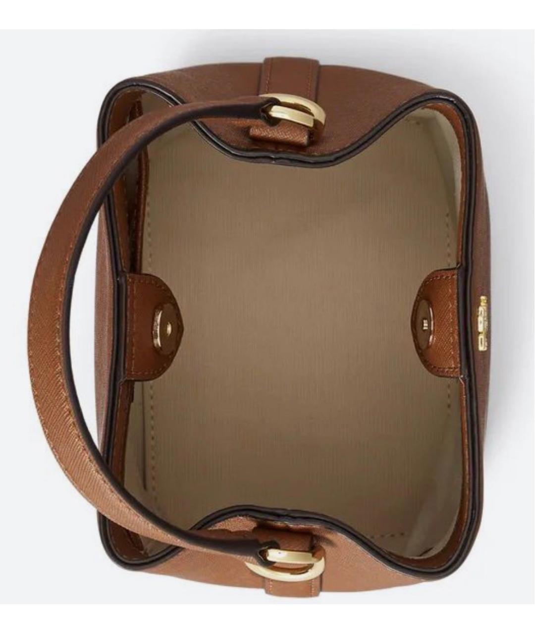 RALPH LAUREN Коричневая кожаная сумка с короткими ручками, фото 3