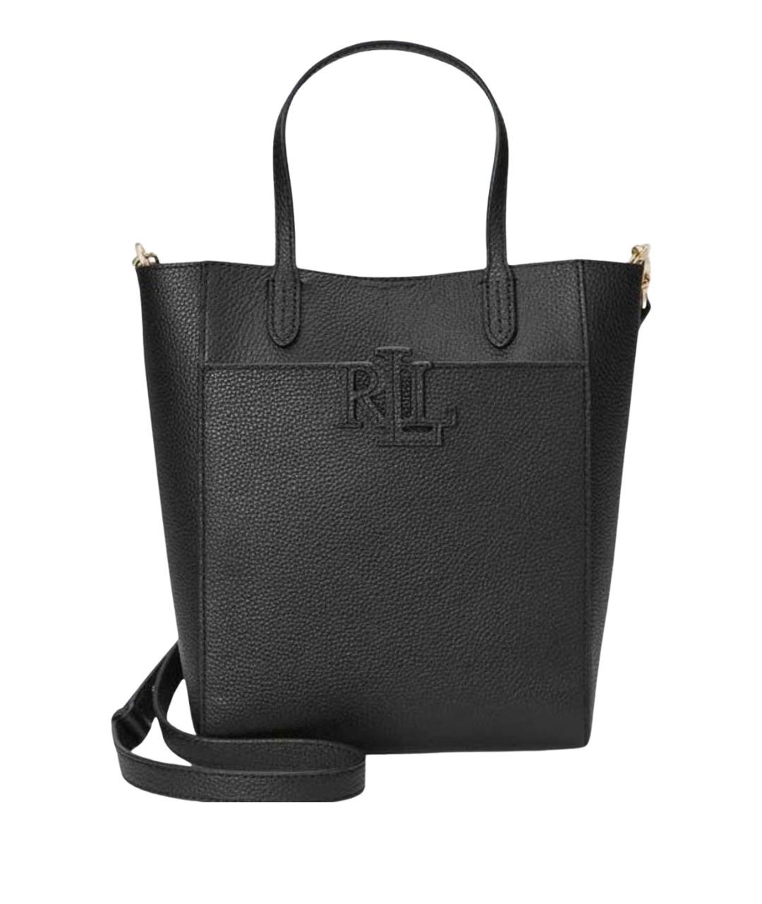 RALPH LAUREN Черная кожаная сумка тоут, фото 1