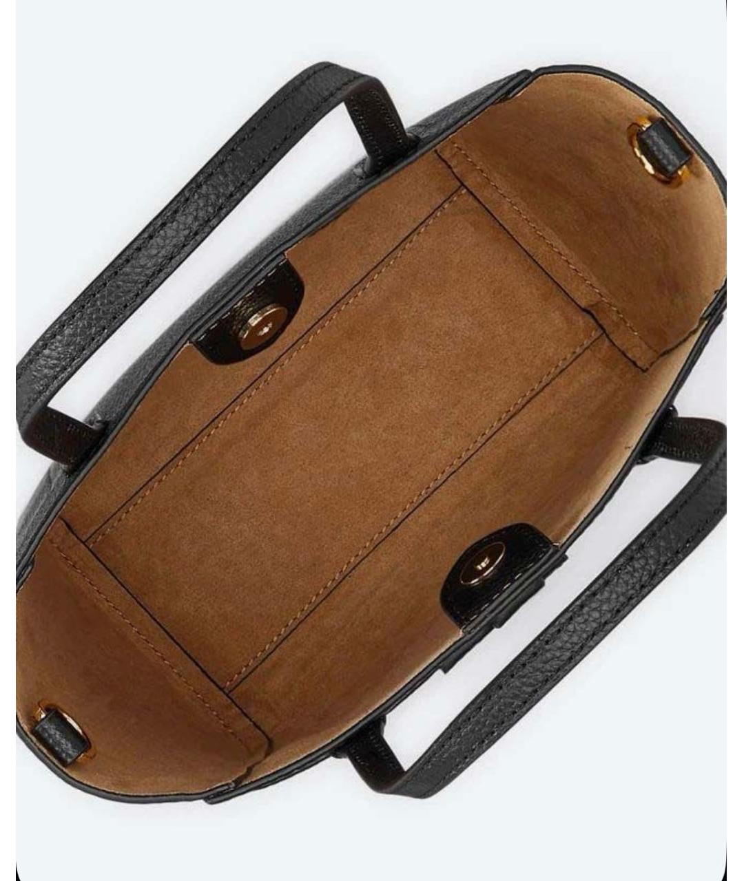 RALPH LAUREN Черная кожаная сумка тоут, фото 3