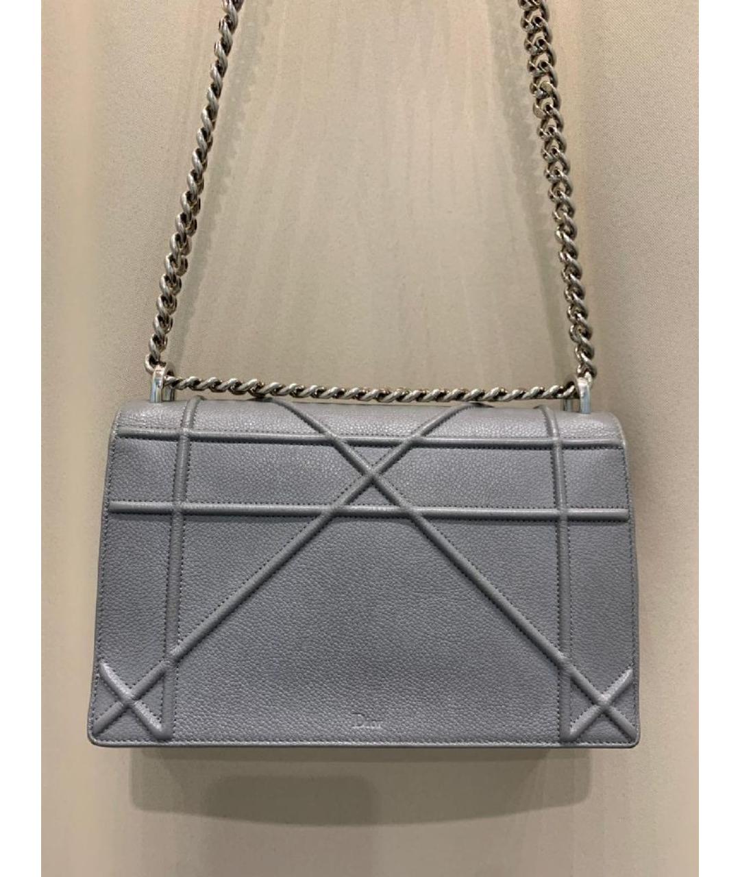CHRISTIAN DIOR Серая кожаная сумка через плечо, фото 4