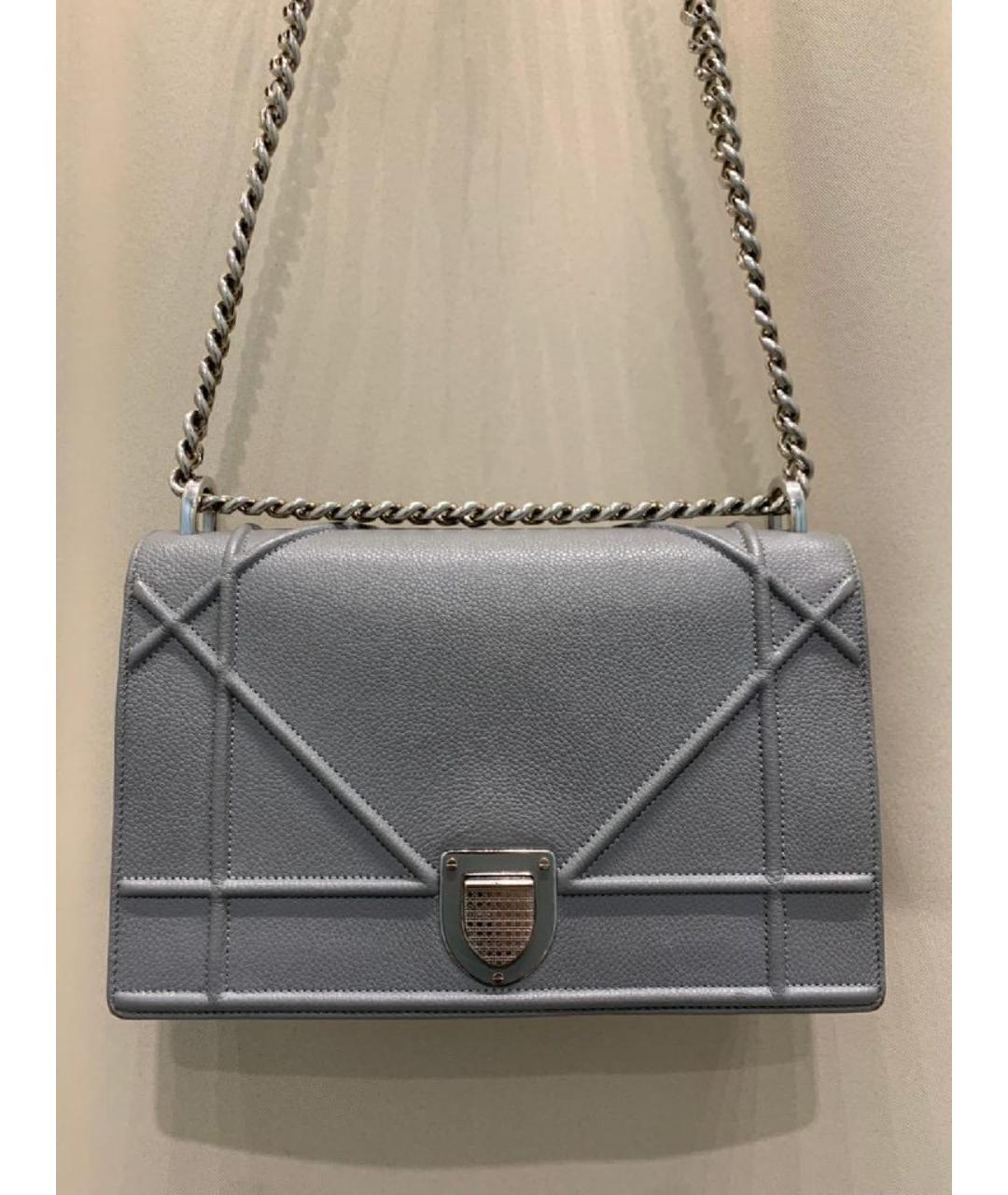 CHRISTIAN DIOR Серая кожаная сумка через плечо, фото 2