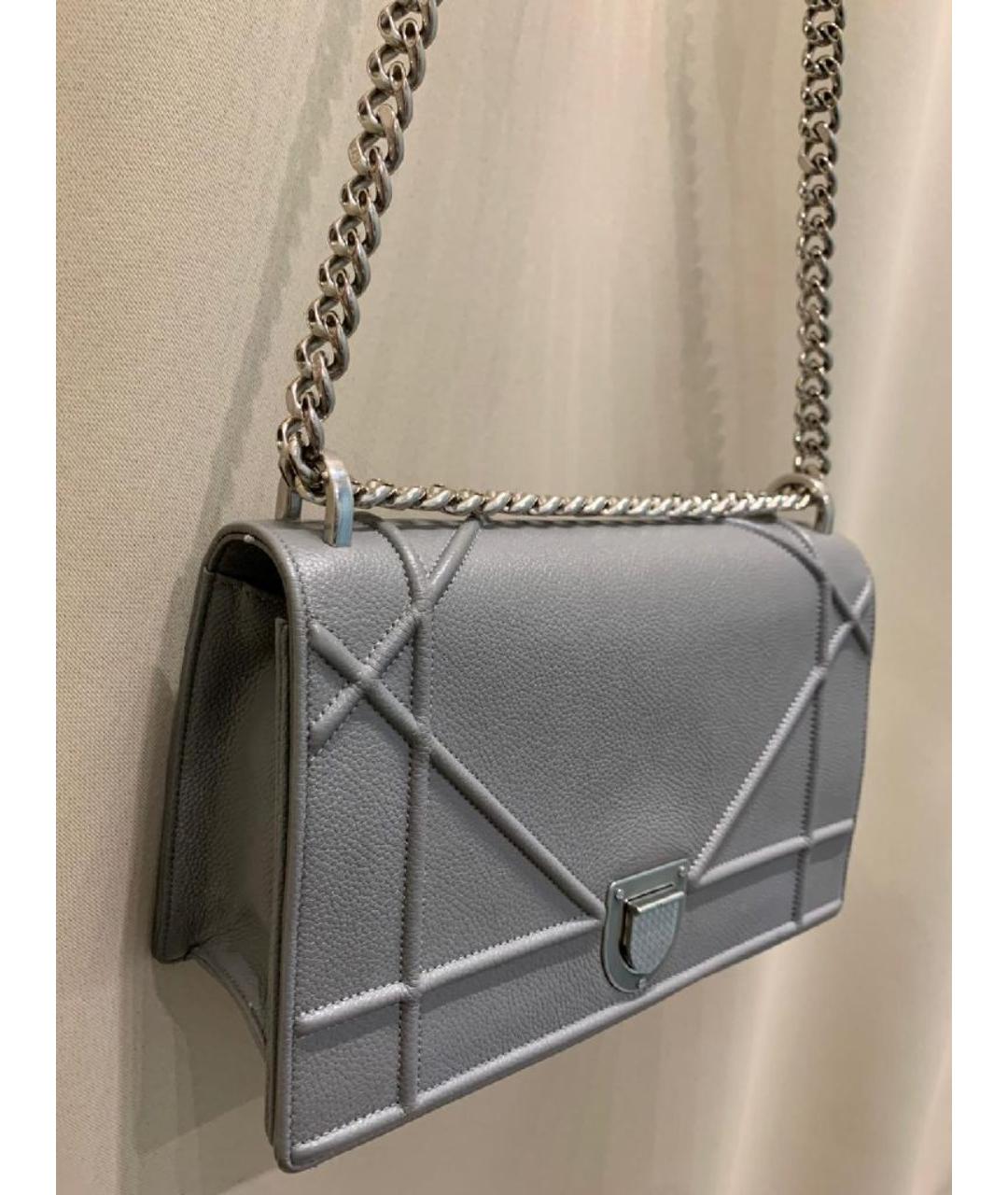 CHRISTIAN DIOR Серая кожаная сумка через плечо, фото 3