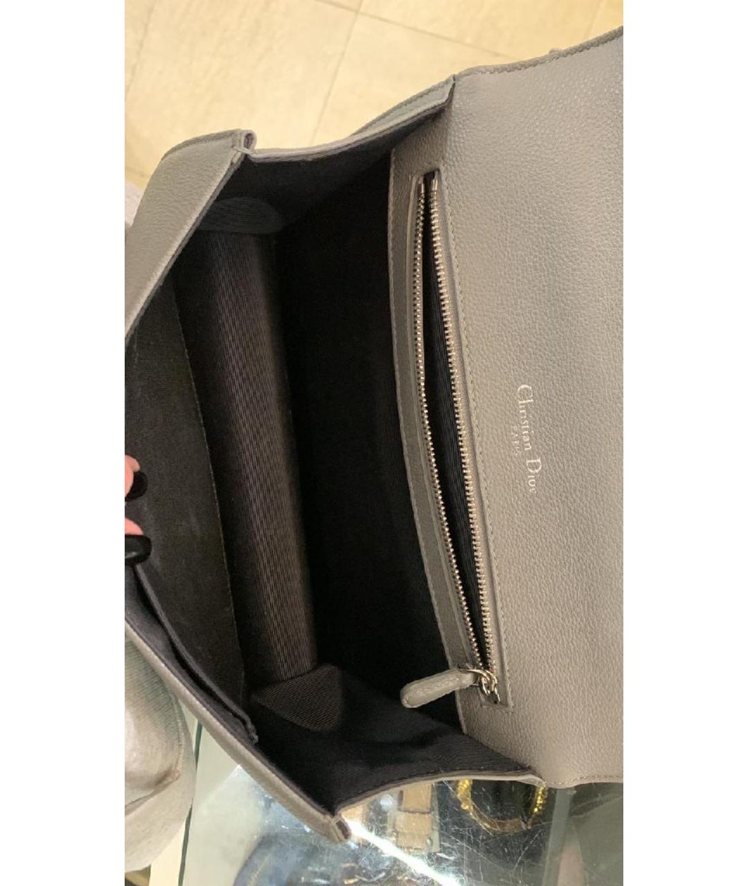 CHRISTIAN DIOR Серая кожаная сумка через плечо, фото 6