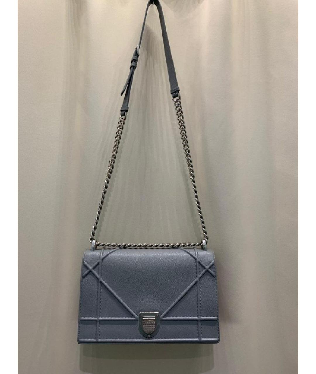 CHRISTIAN DIOR Серая кожаная сумка через плечо, фото 10