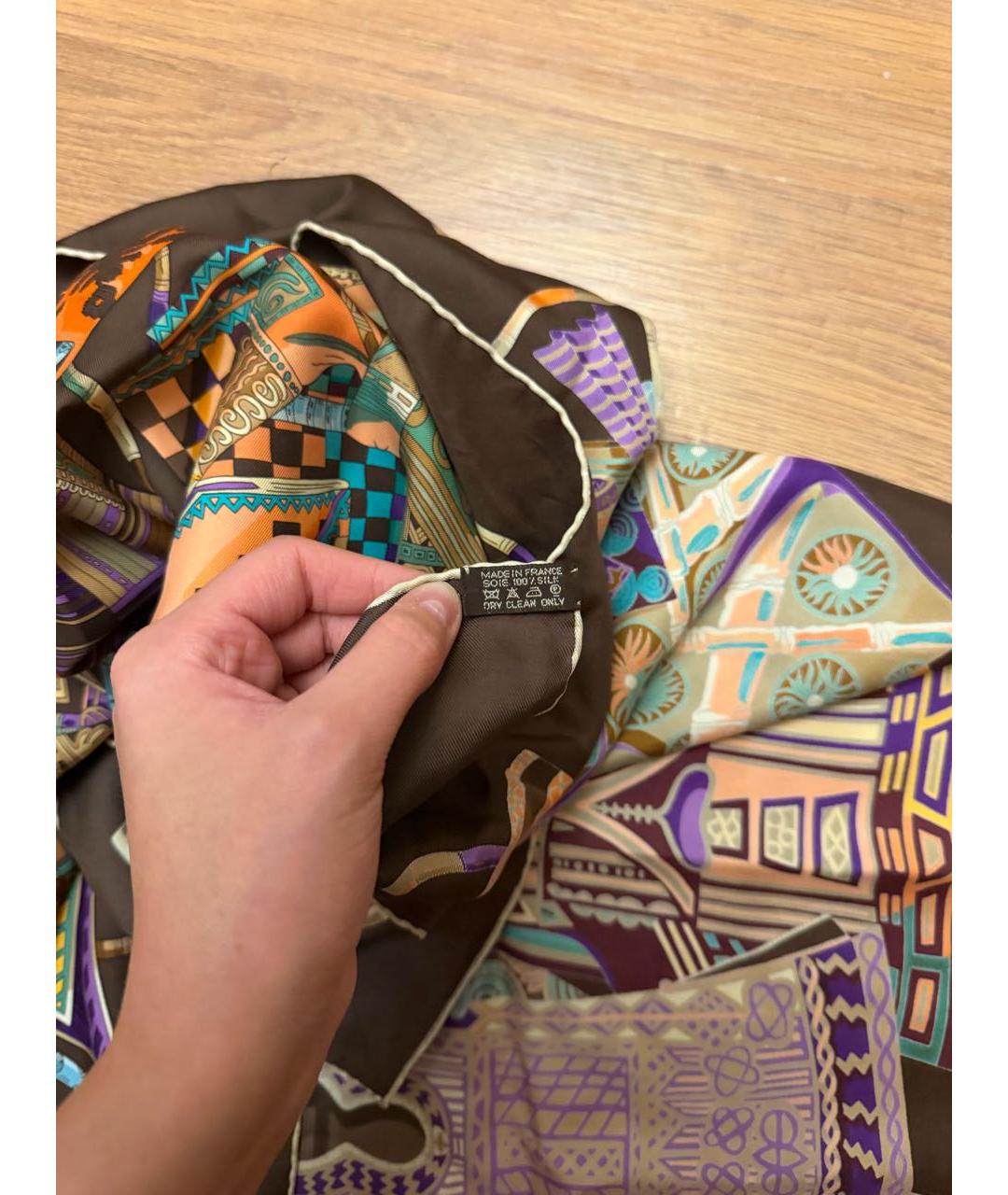 HERMES Мульти шелковый платок, фото 4