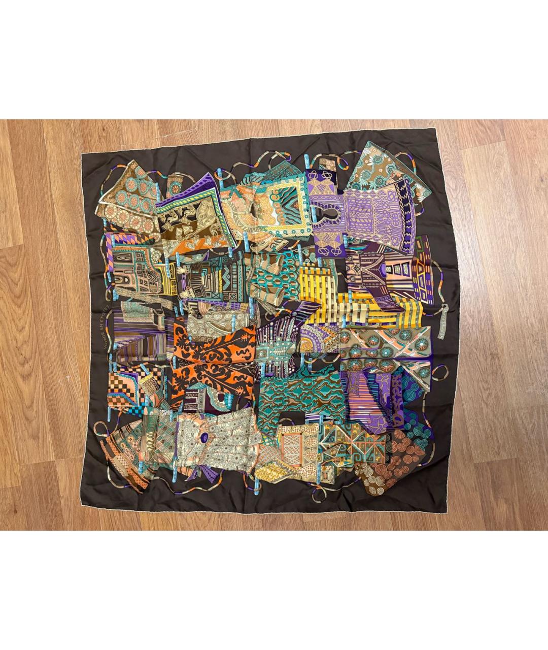 HERMES Мульти шелковый платок, фото 2