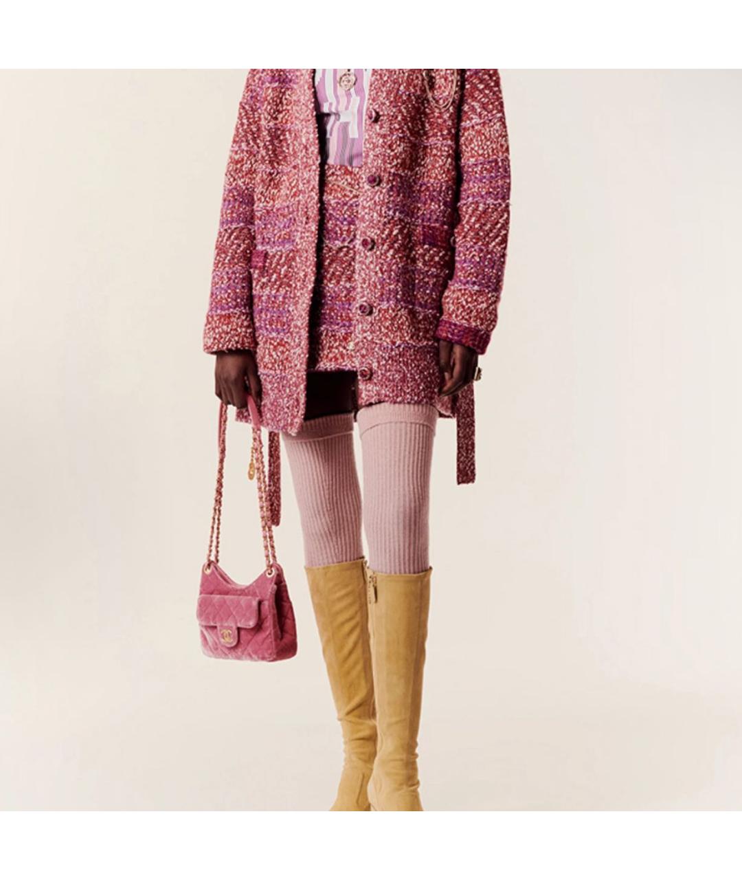 CHANEL Розовая бархатная сумка через плечо, фото 3