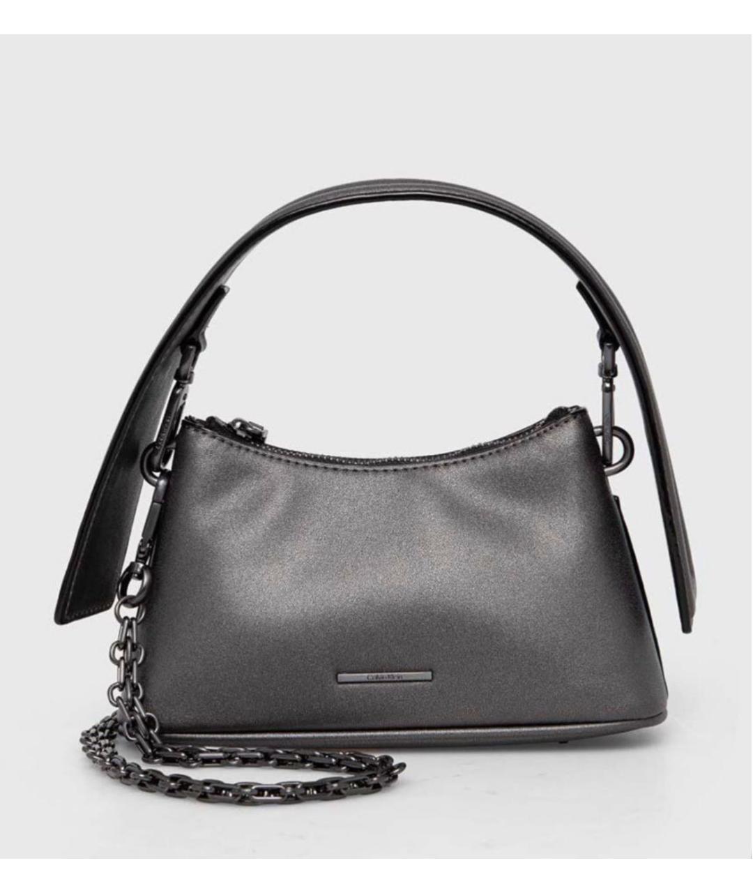 CALVIN KLEIN Антрацитовая сумка через плечо из искусственной кожи, фото 3