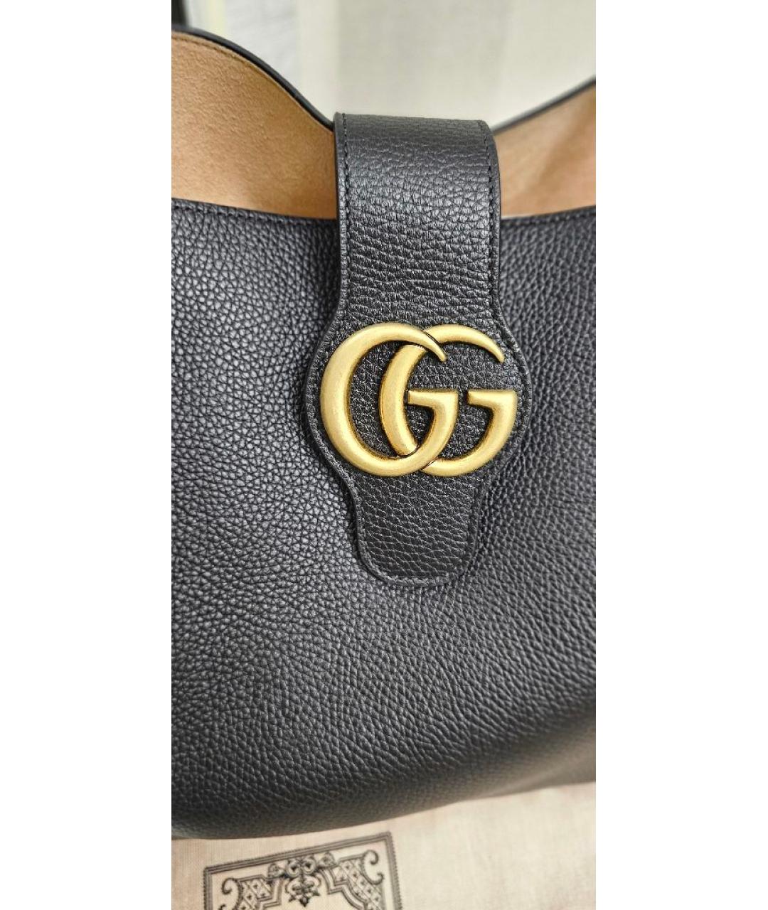 GUCCI Черная кожаная сумка тоут, фото 8