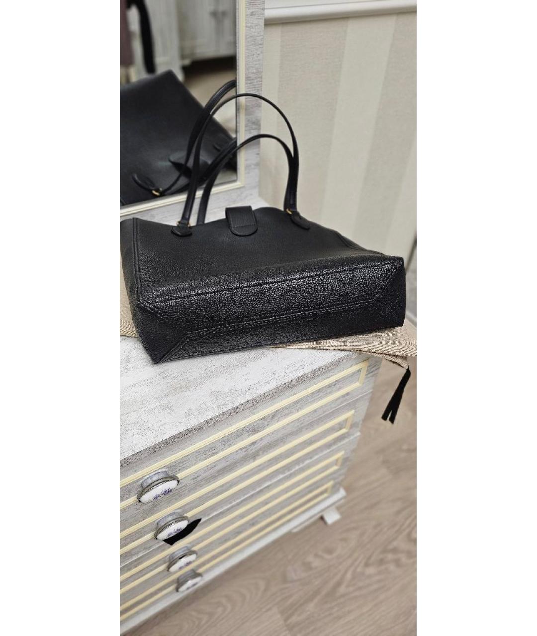 GUCCI Черная кожаная сумка тоут, фото 6