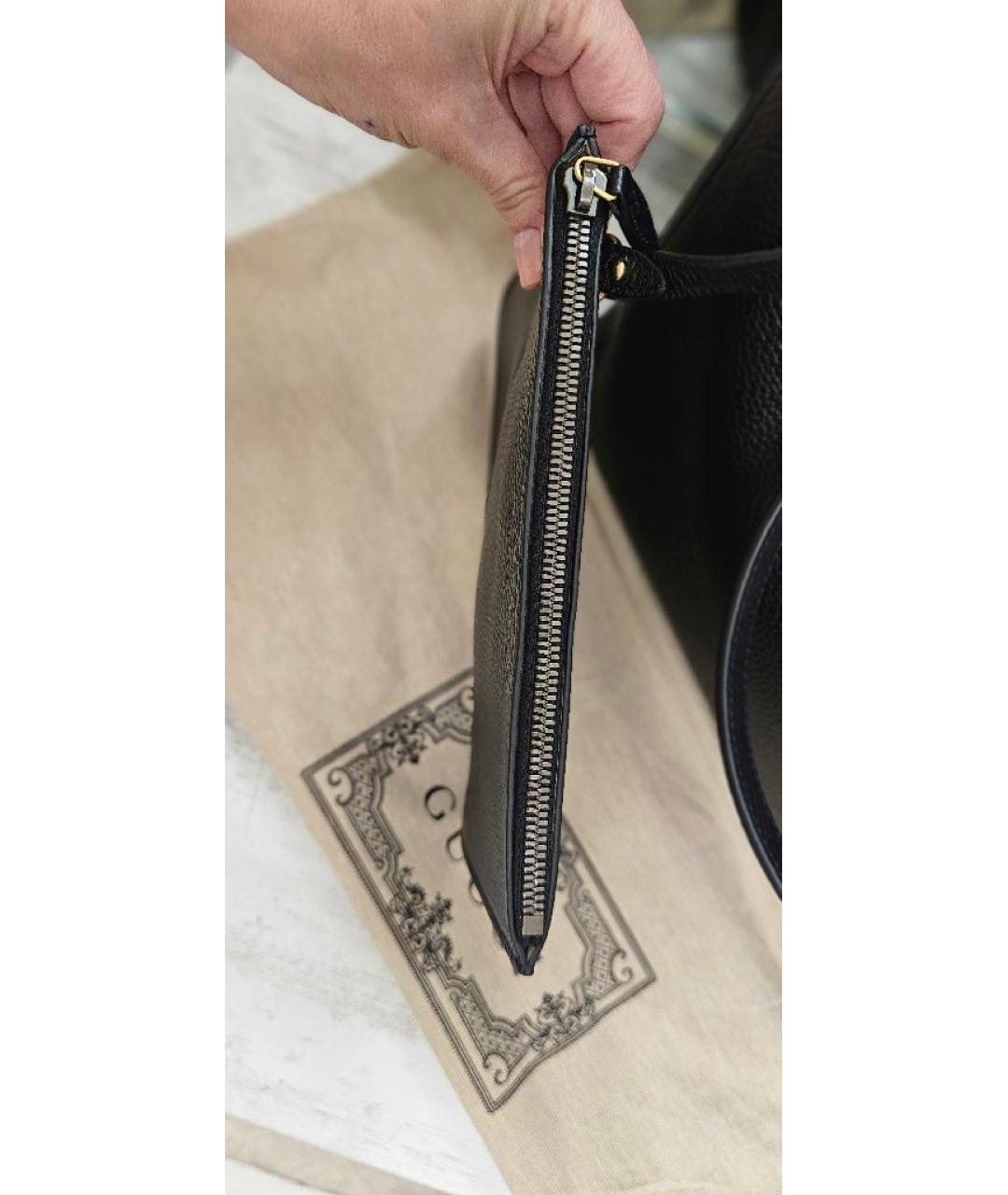 GUCCI Черная кожаная сумка тоут, фото 9