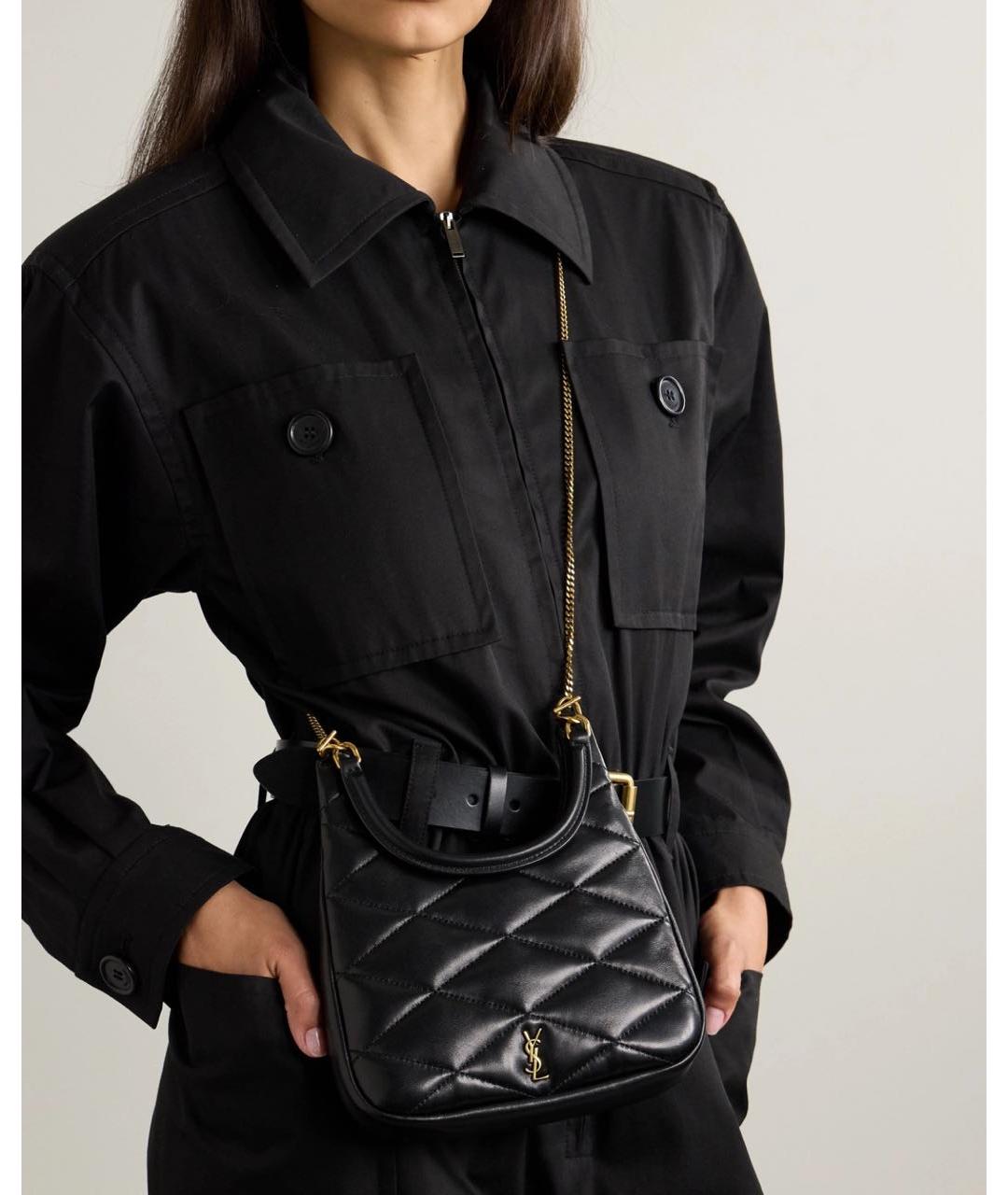 SAINT LAURENT Черная кожаная сумка через плечо, фото 6