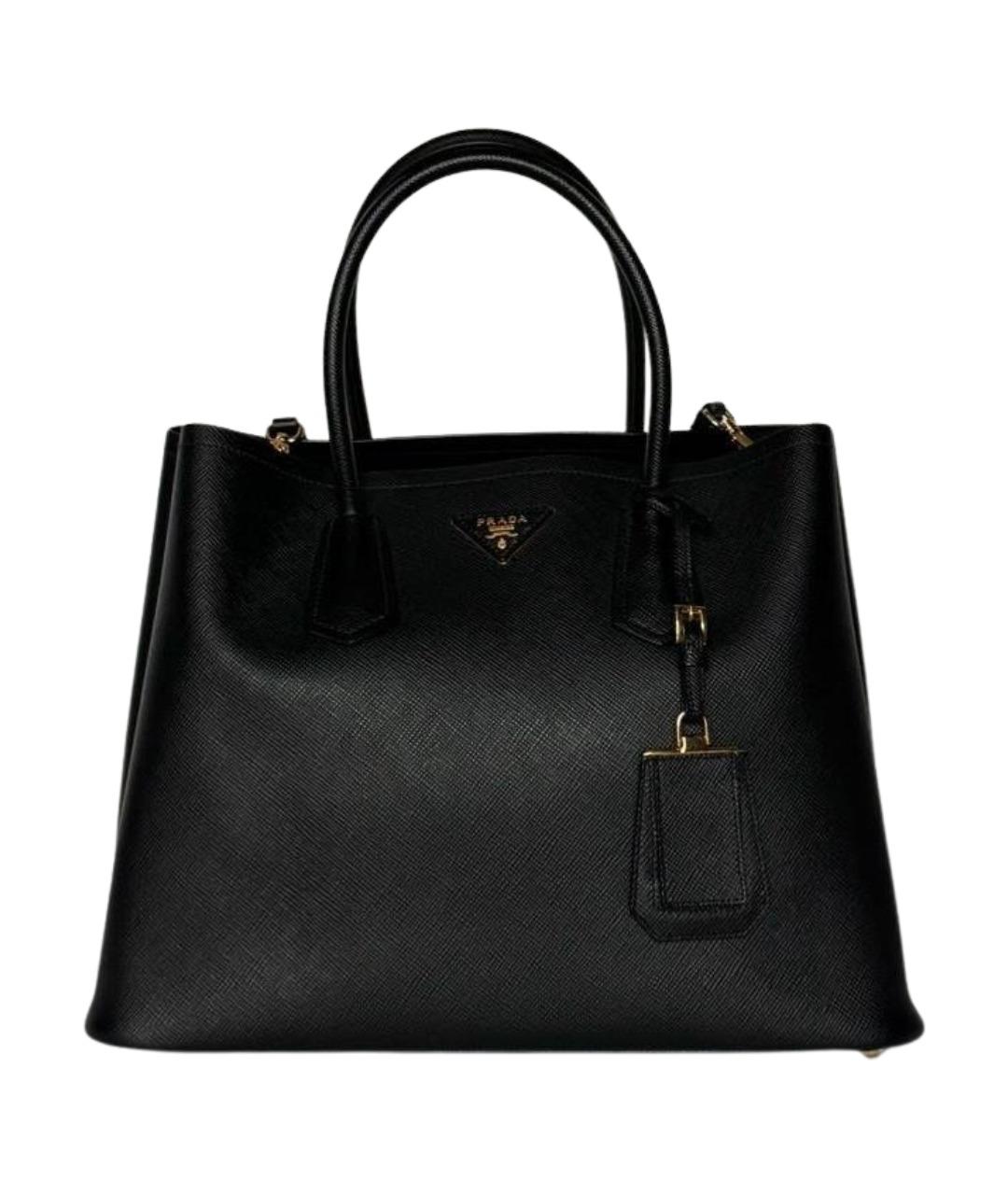 PRADA Черная кожаная сумка с короткими ручками, фото 1