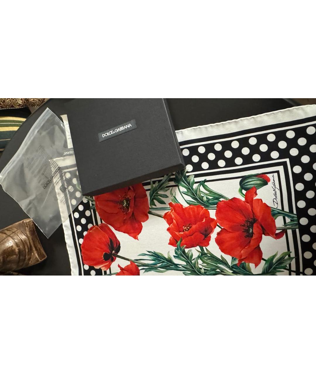 DOLCE&GABBANA Красный шелковый платок, фото 2