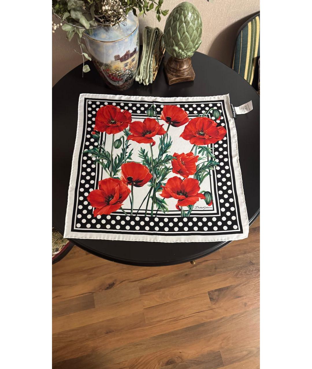 DOLCE&GABBANA Красный шелковый платок, фото 4