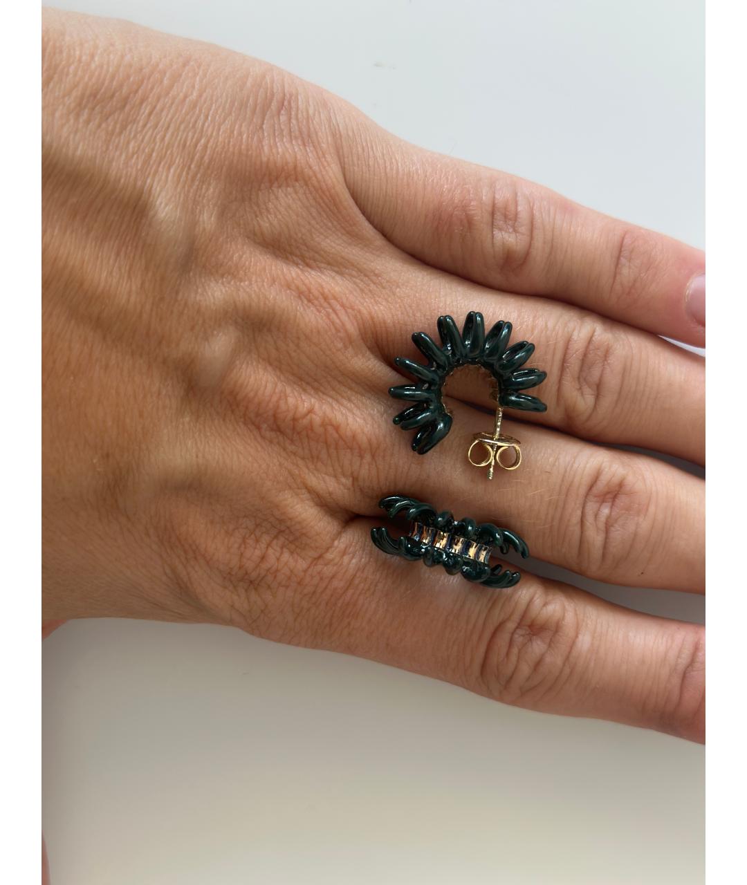 BOTTEGA VENETA Зеленые серебряные серьги, фото 3