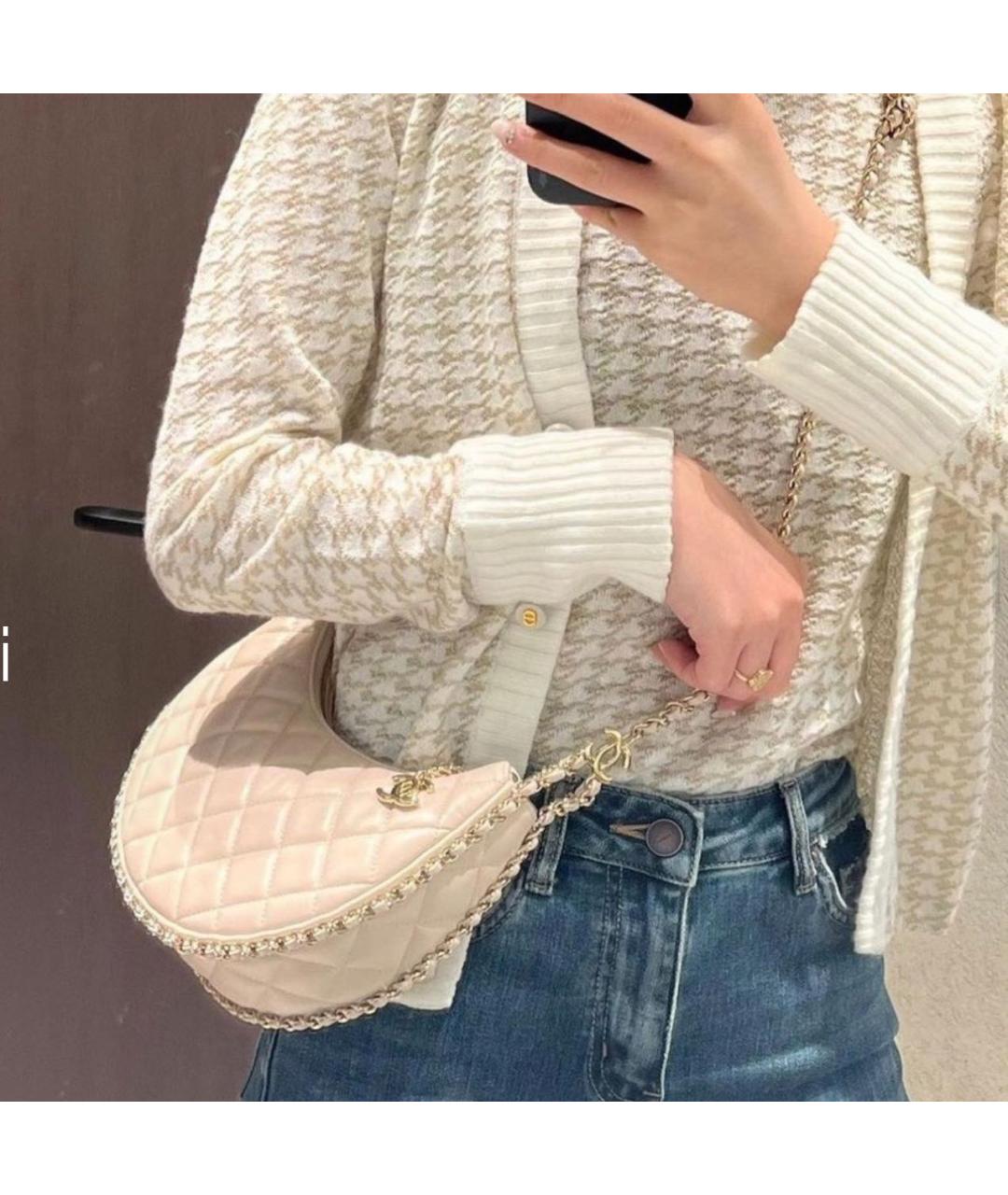 CHANEL Белая кожаная сумка через плечо, фото 6