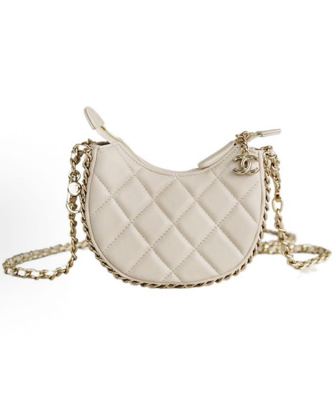 CHANEL Белая кожаная сумка через плечо, фото 3