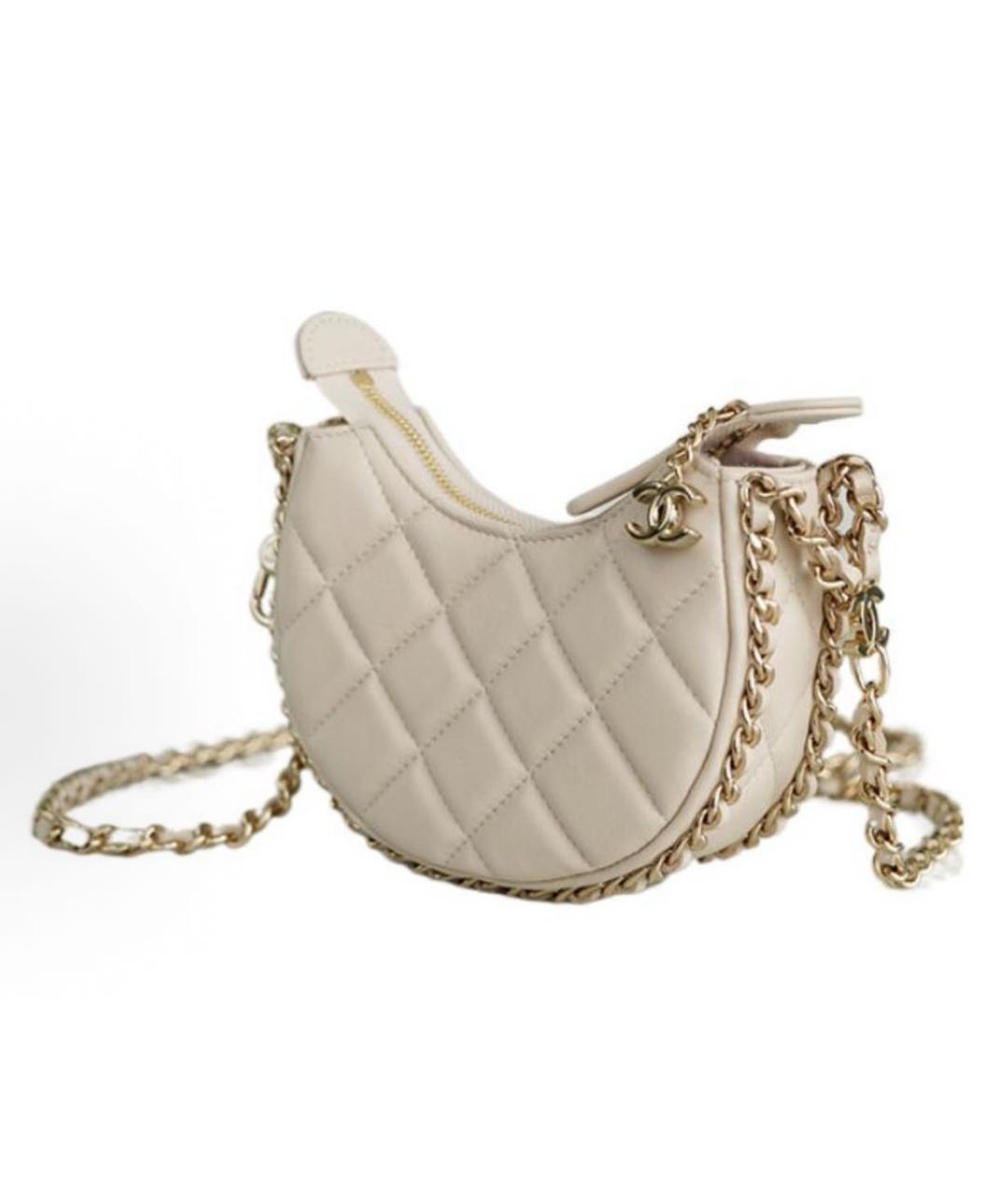 CHANEL Белая кожаная сумка через плечо, фото 4