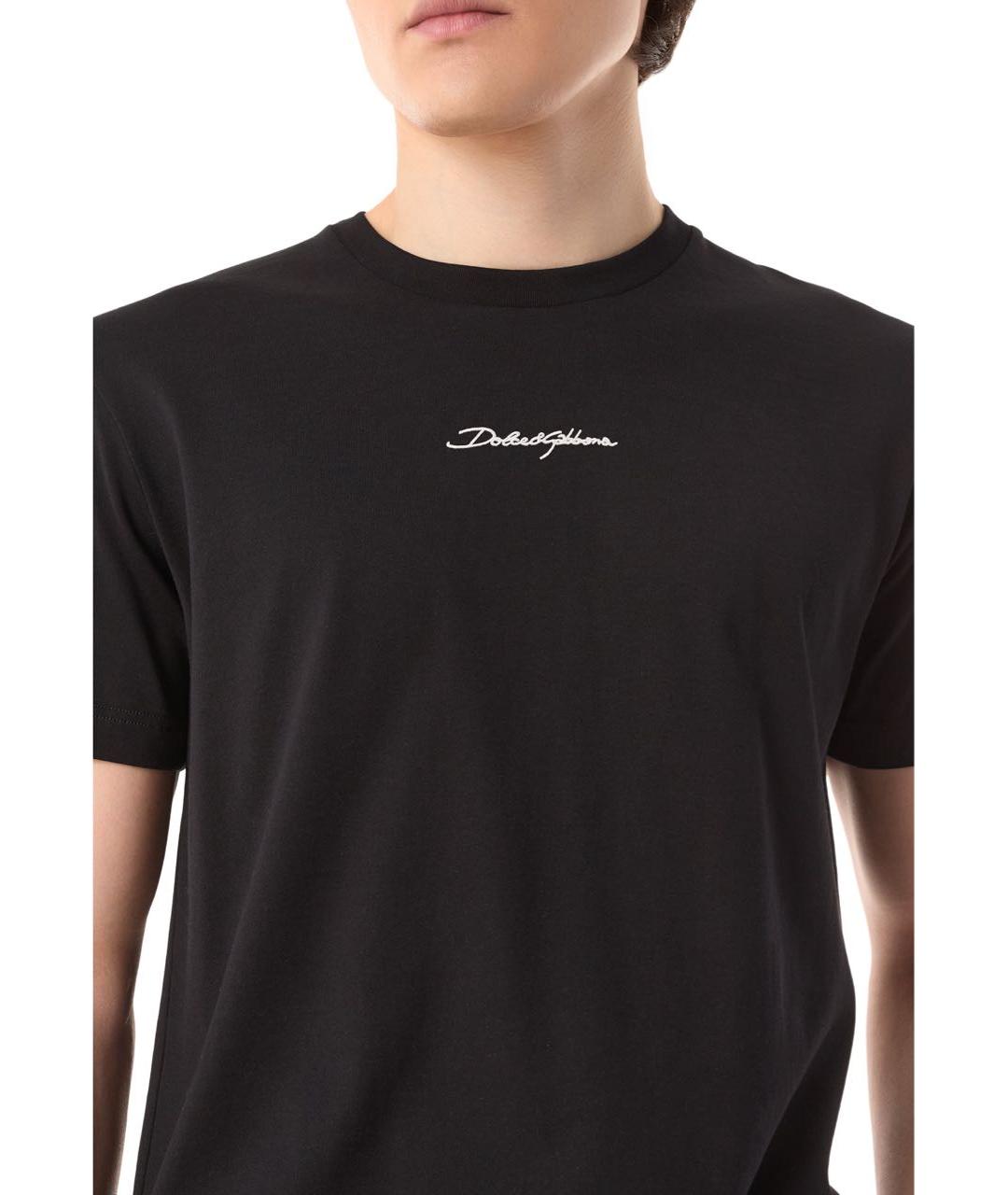 DOLCE&GABBANA Черная хлопковая футболка, фото 4