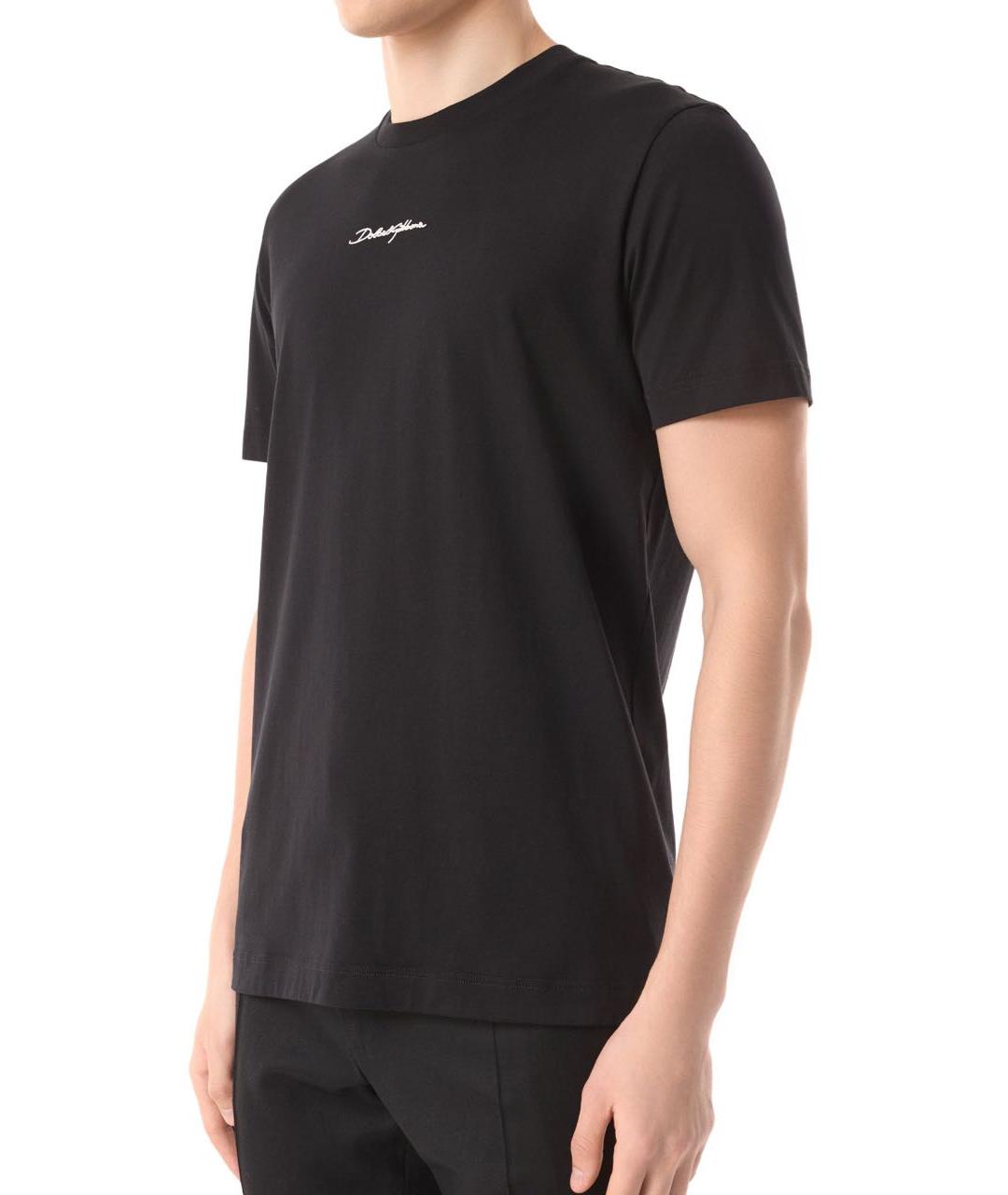 DOLCE&GABBANA Черная хлопковая футболка, фото 2