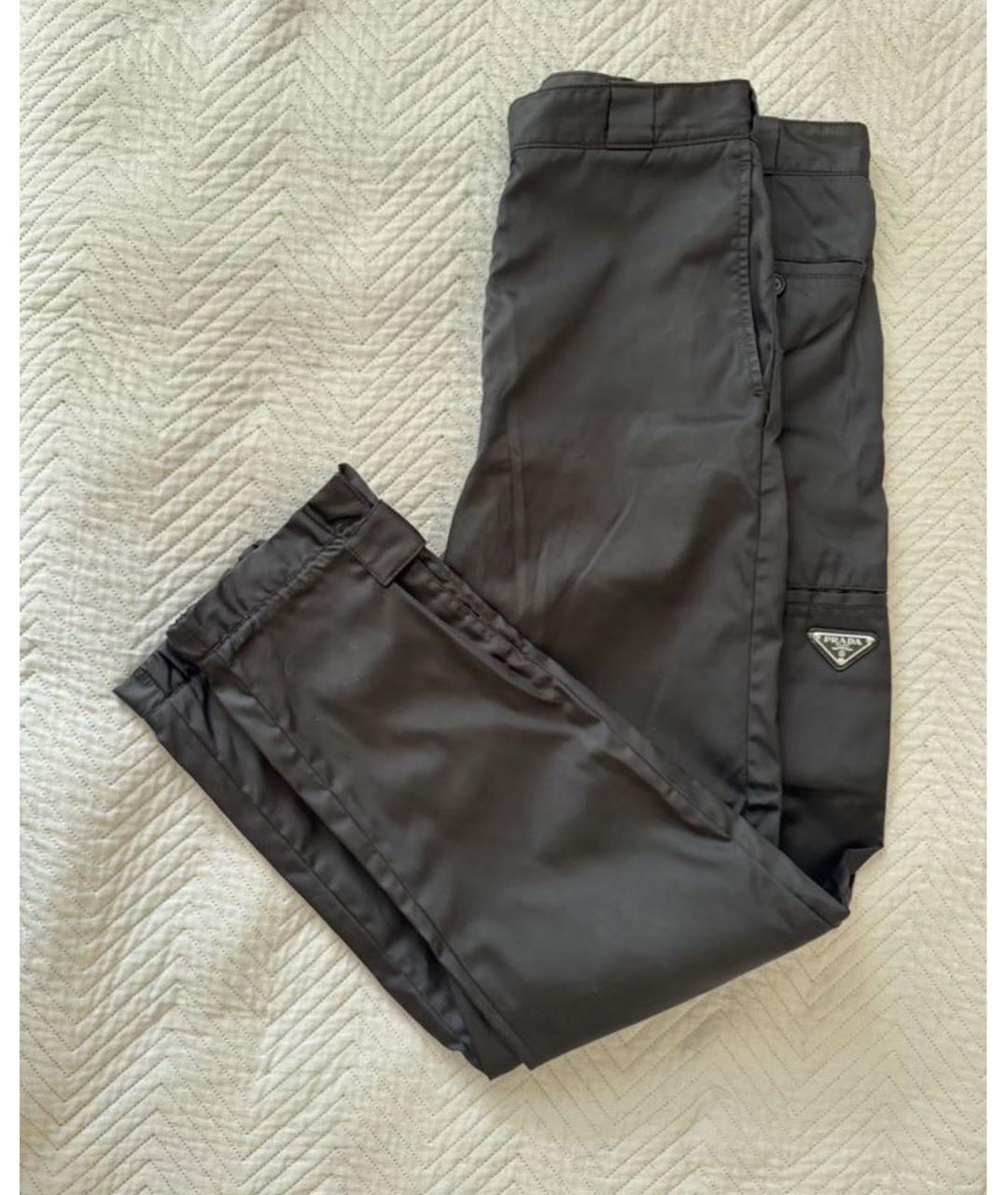PRADA Черные полиэстеровые повседневные брюки, фото 4