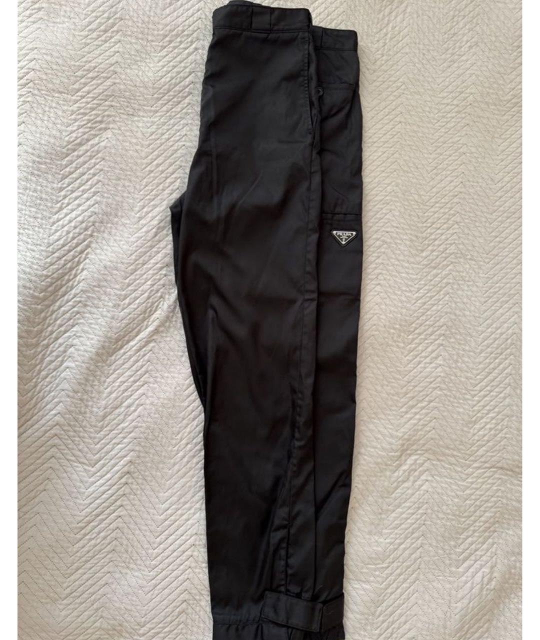 PRADA Черные полиэстеровые повседневные брюки, фото 3