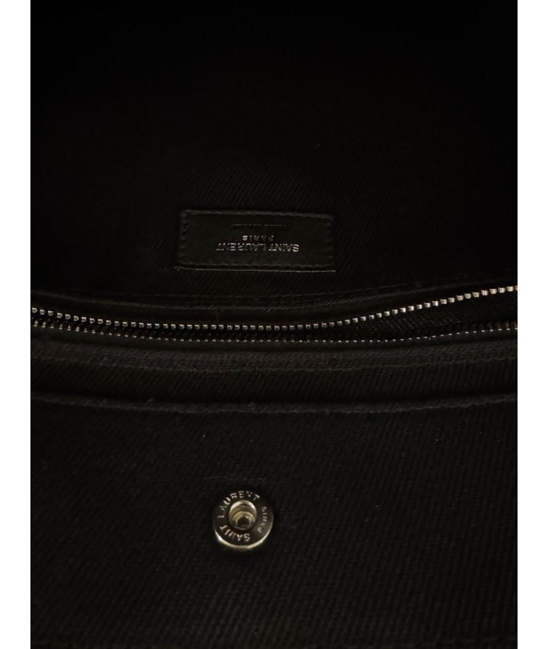 SAINT LAURENT Черная тканевая сумка тоут, фото 4