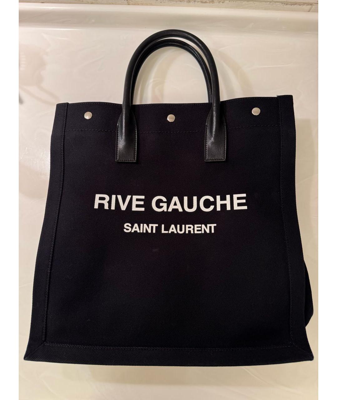 SAINT LAURENT Черная тканевая сумка тоут, фото 3