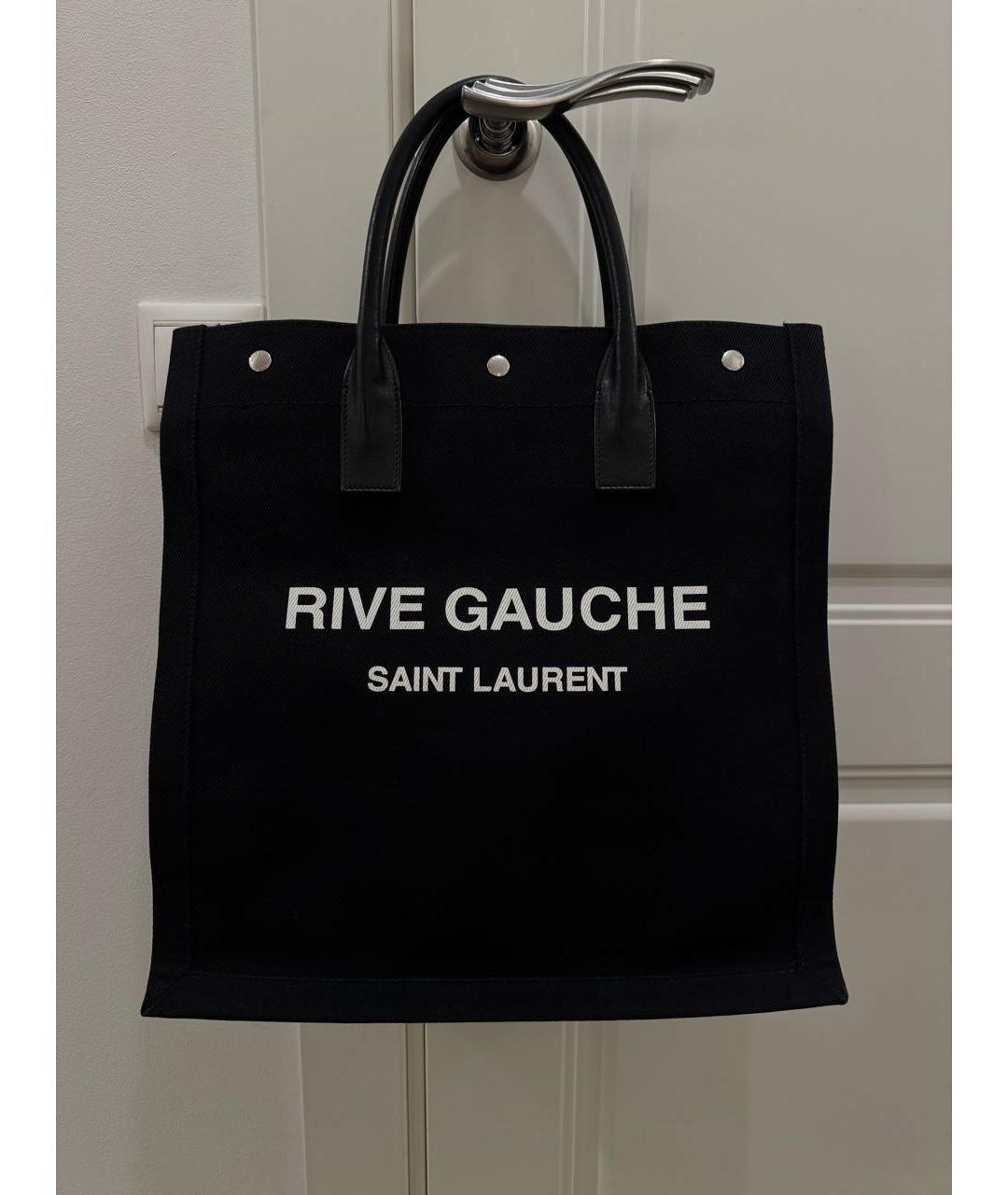 SAINT LAURENT Черная тканевая сумка тоут, фото 5