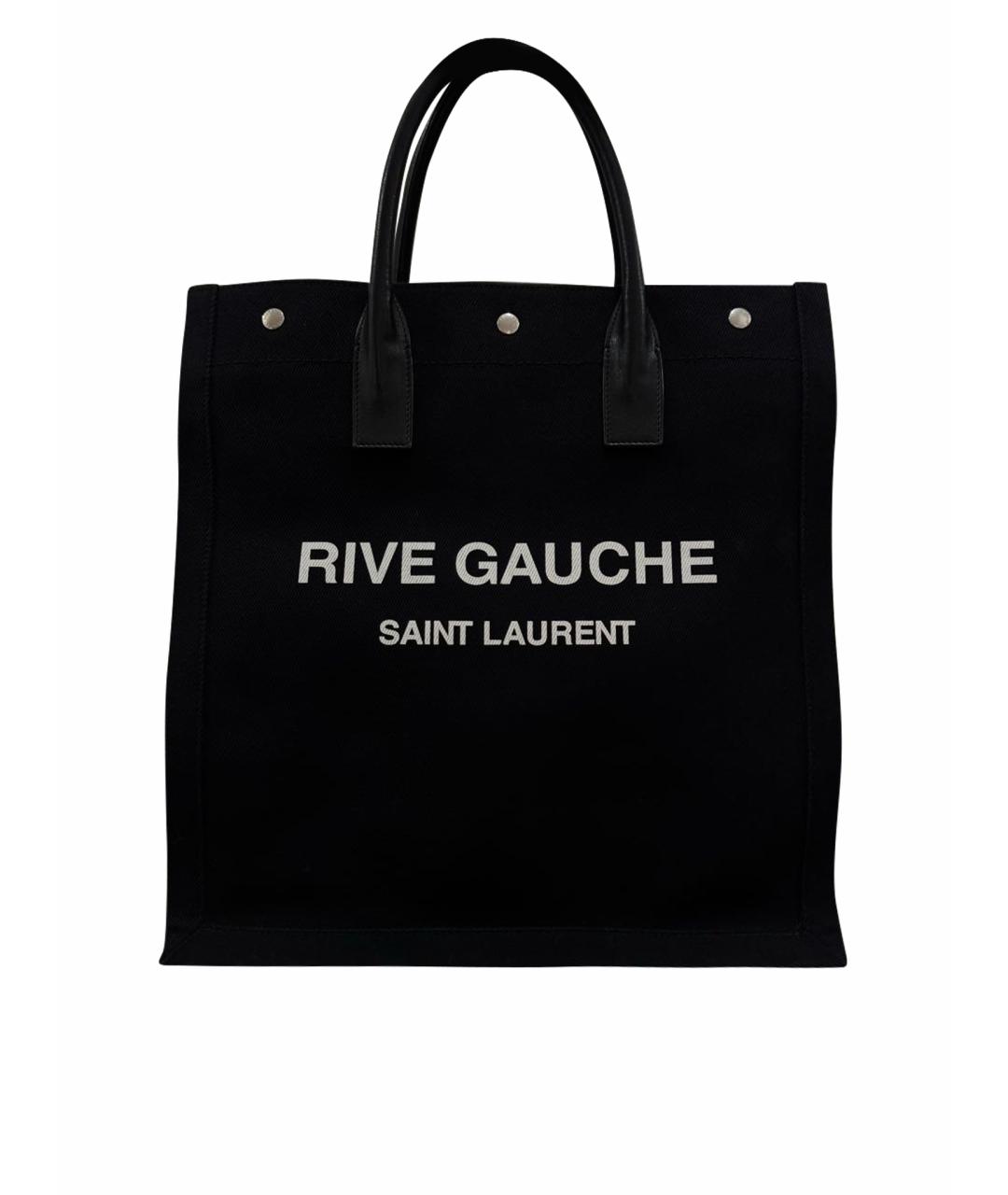 SAINT LAURENT Черная тканевая сумка тоут, фото 1