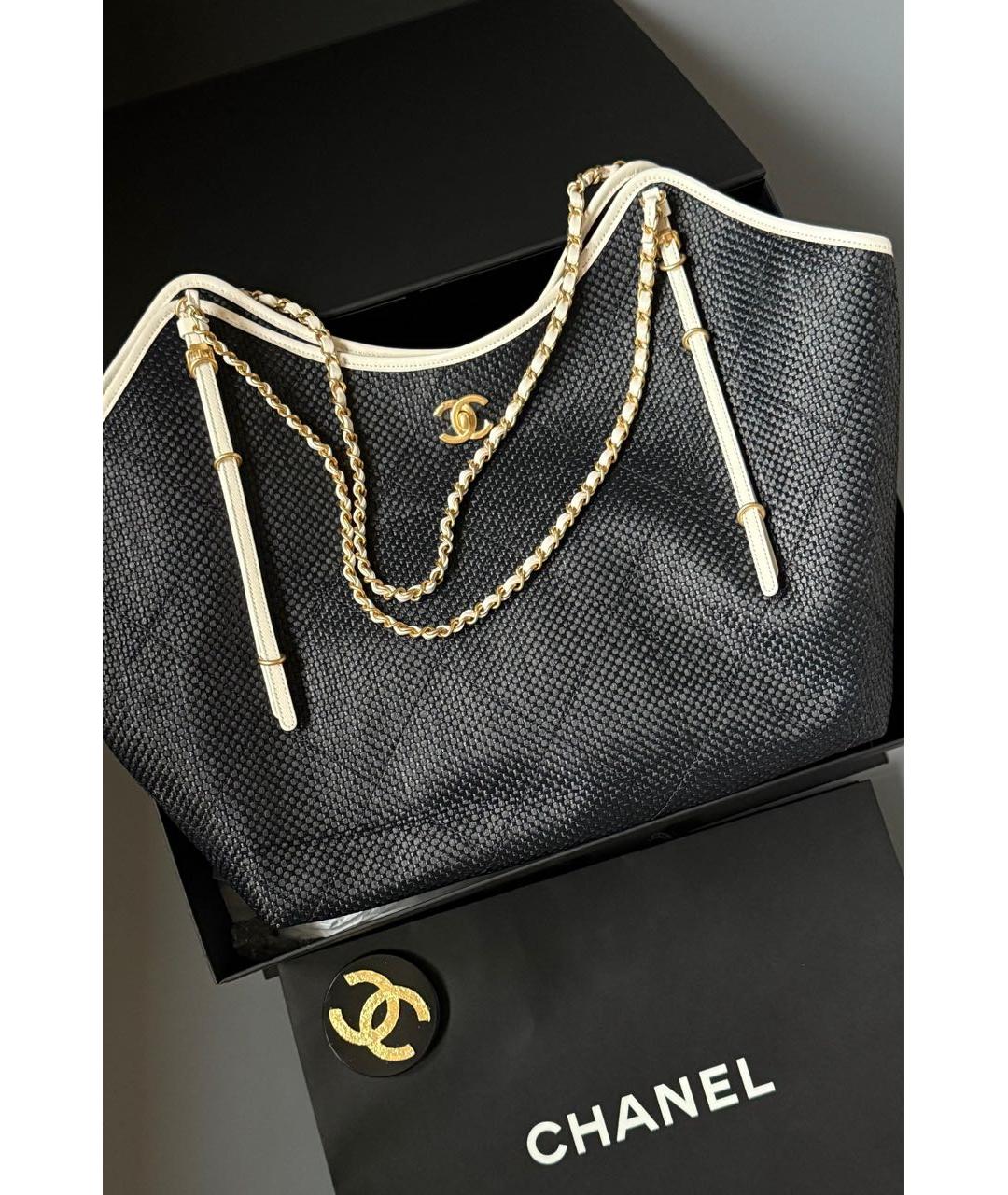 CHANEL Черная кожаная сумка тоут, фото 3