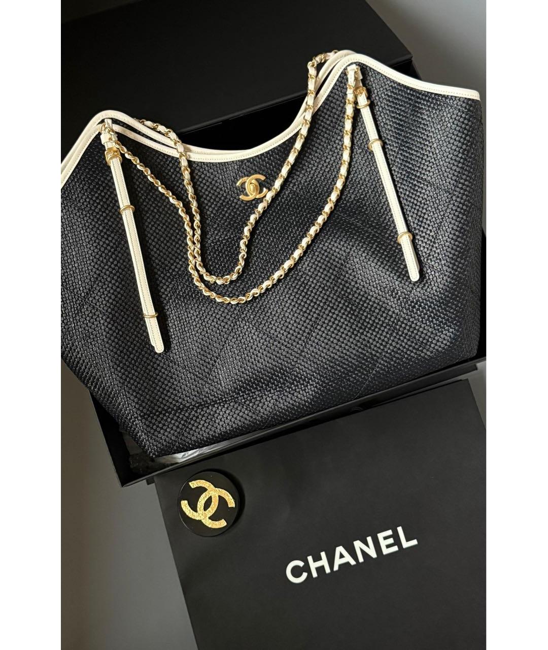 CHANEL Черная кожаная сумка тоут, фото 2