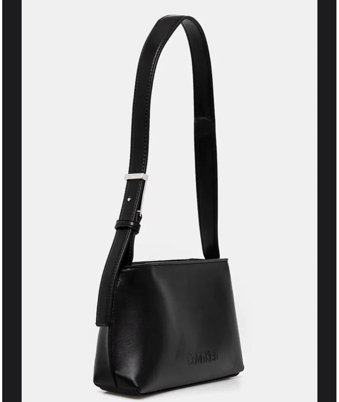 CALVIN KLEIN Черная сумка через плечо из искусственной кожи, фото 2