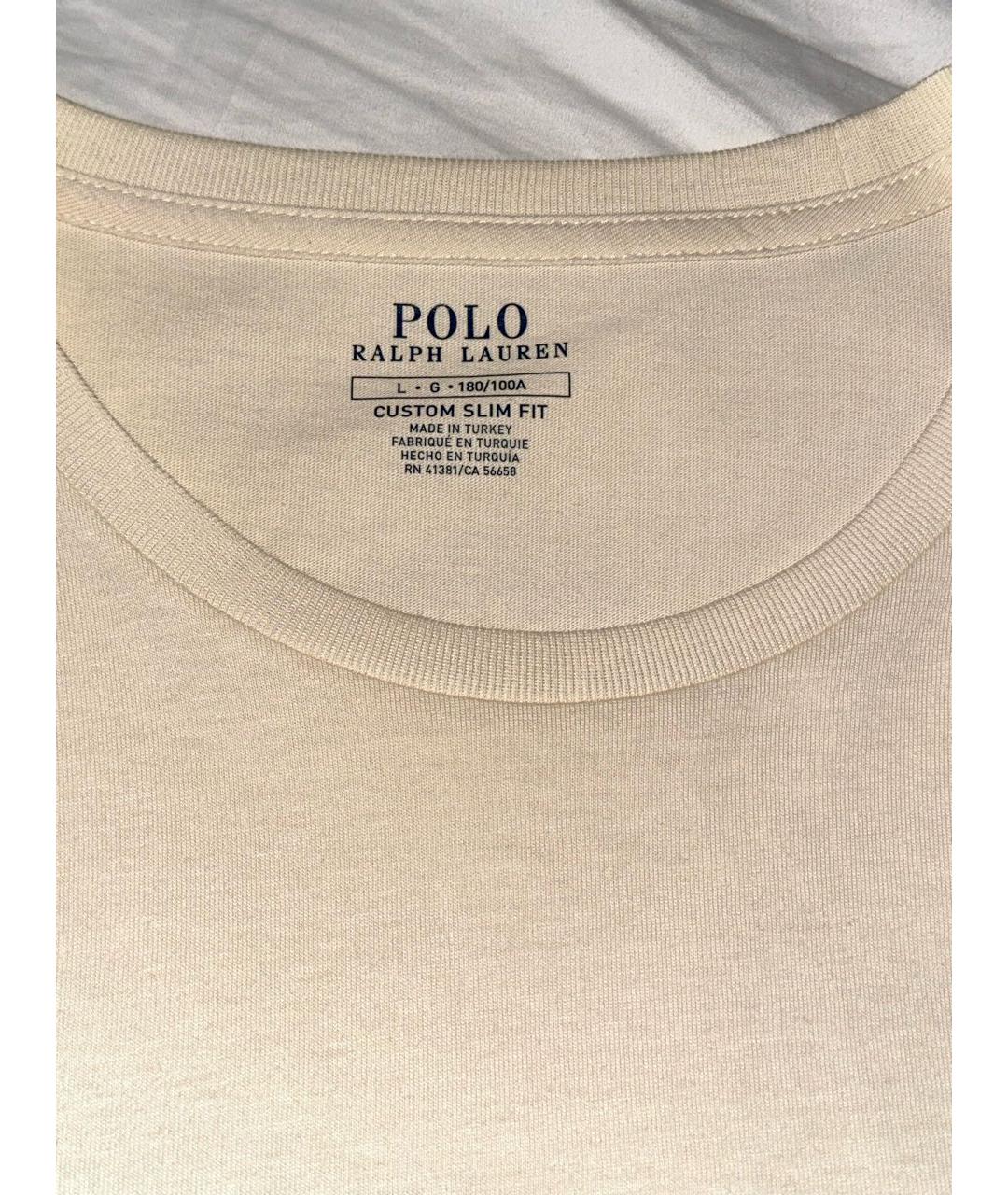 POLO RALPH LAUREN Бежевая хлопковая майка, фото 3