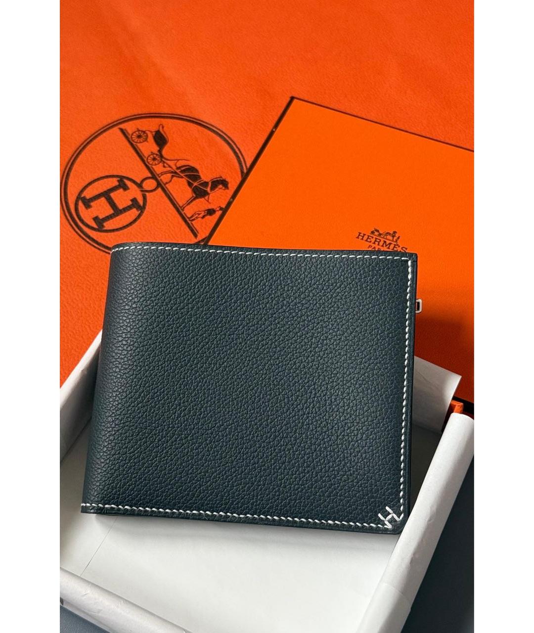 HERMES Черный кожаный кошелек, фото 2