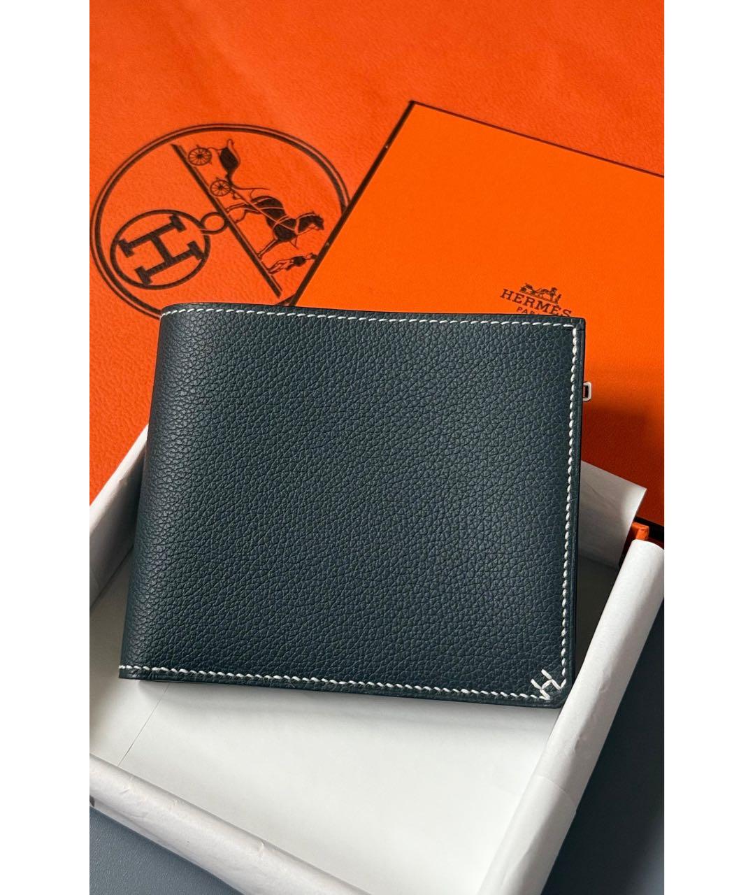 HERMES Черный кожаный кошелек, фото 3