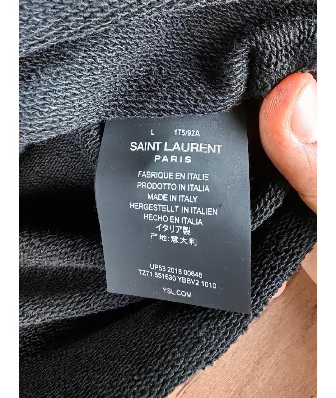 SAINT LAURENT Черный хлопковый джемпер / свитер, фото 5