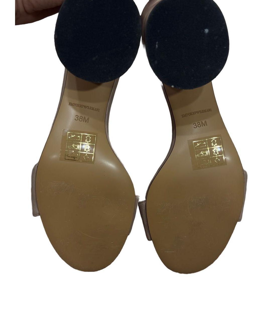 EMPORIO ARMANI Бежевые кожаные босоножки, фото 4