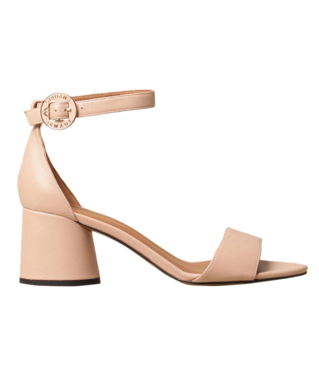 EMPORIO ARMANI Бежевые кожаные босоножки, фото 1